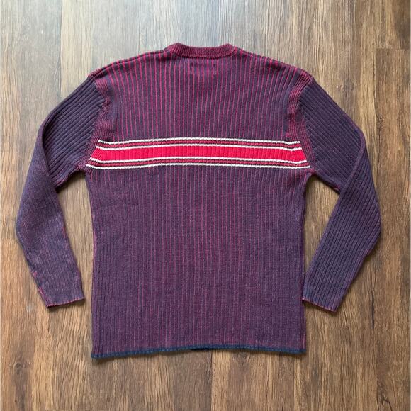 Old College Inn Vintage Maroon Navy Stripe Cotton Sweater Men’s Large - Picture 2 of 8